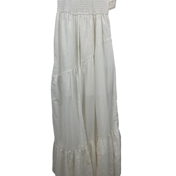 White Maxi Dress With Adjustable Straps & Smocked Bodice Ultra Flirt XS - Picture 3 of 11